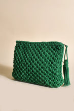Load image into Gallery viewer, HAND CRAFTED COTTON ZIP TOP CLUTCH (GREEN)
