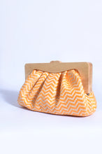 Load image into Gallery viewer, MEGAN TIMBER FRAME PLEAT CLUTCH (ORANGE/GOLD)
